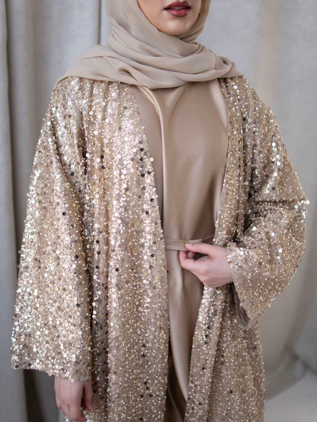 Pearl Abaya - champagne
