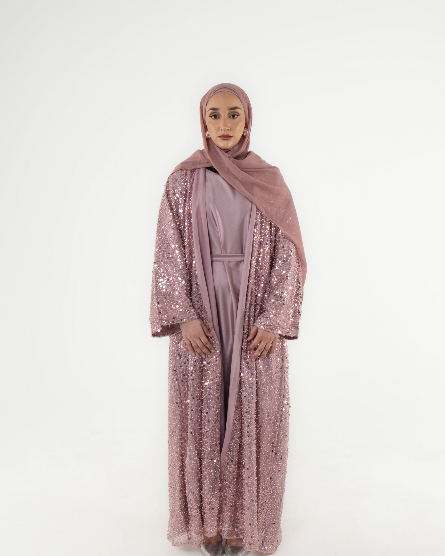 pearl abaya - dusty pink