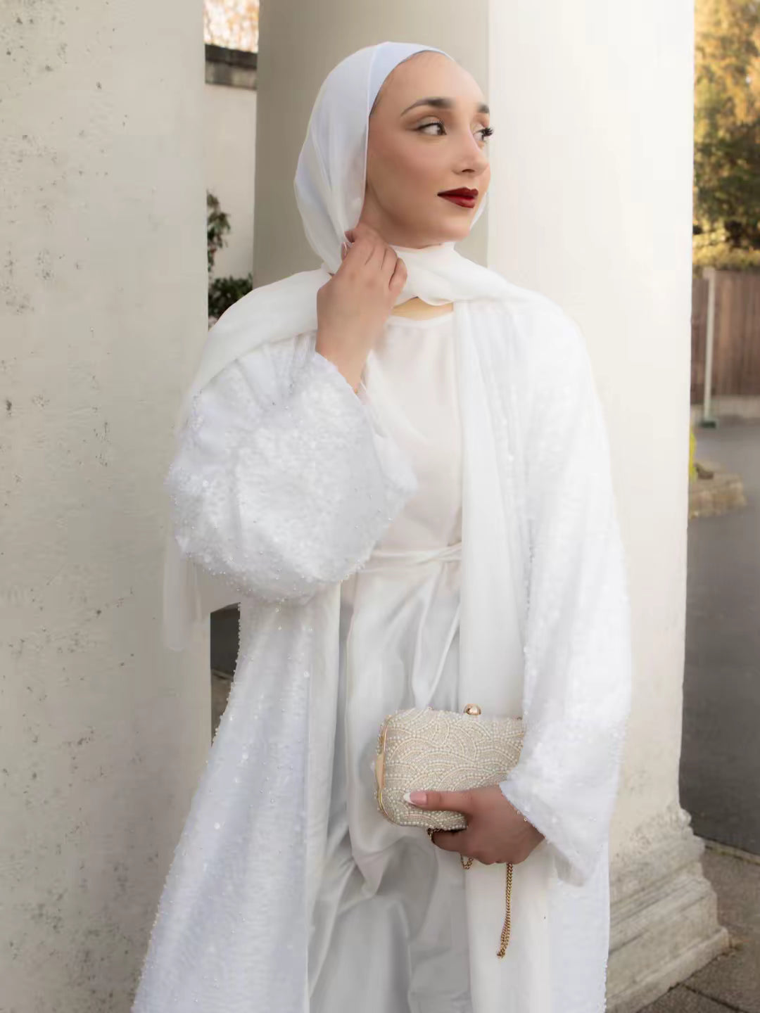 Pearl Abaya - ivory white