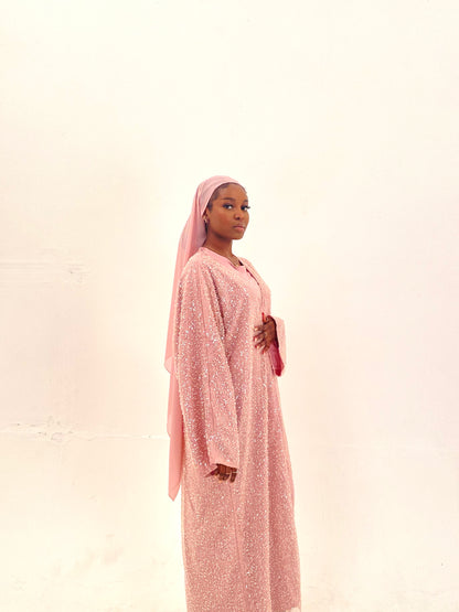 pearl abaya - dusty pink