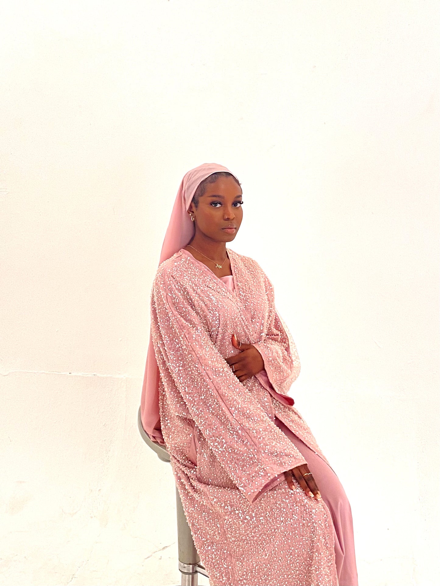 abaya perle - vieux rose